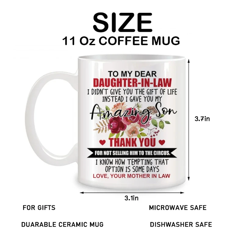 إلى ابنتي العزيزة في القانون أعطيتك ابني المذهل مضحك عيد الميلاد هدايا عيد الميلاد أكواب القهوة الجدة 11 أوقية #3