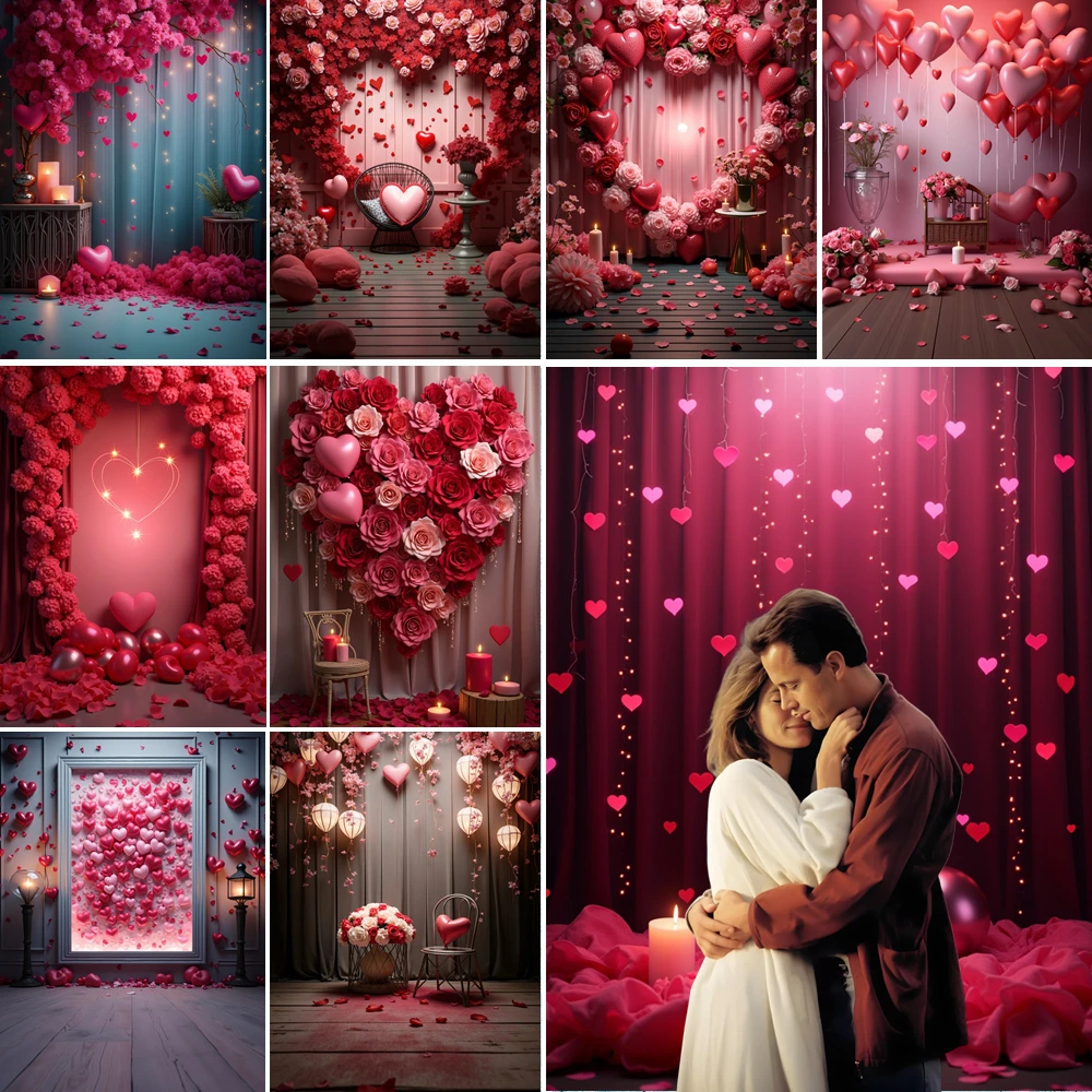 

MOON.QG Women's Birthday Valentines Day Backgrounds For Photographs Candle Rose Heart Backdrop Maternity Shooting Props Portrait