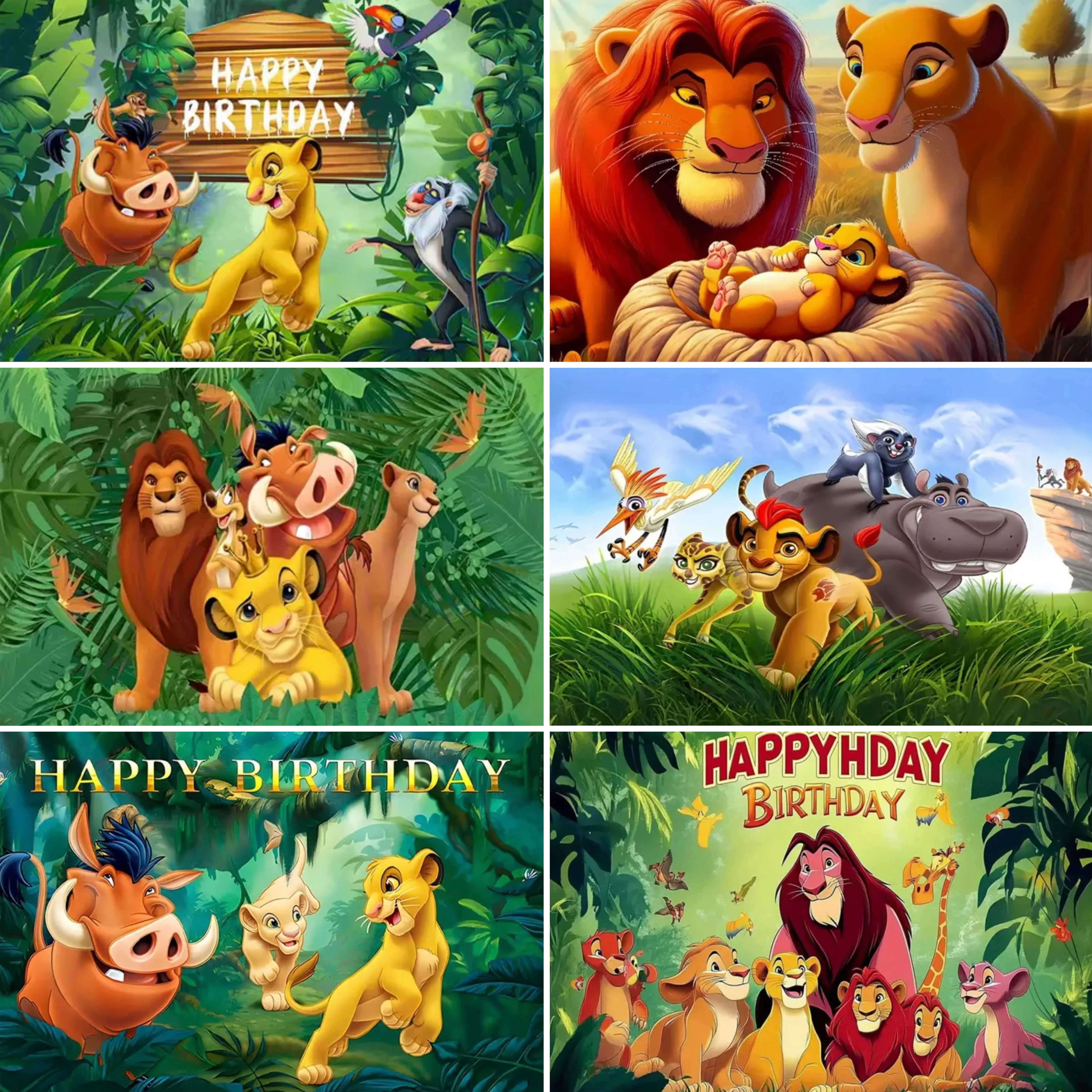 Décoration de fête roi Lion Disney Simba, arrière-plan, animaux de la Jungle, fournitures de fête d'anniversaire, bannière décorative, cadeau de baptême pour bébé