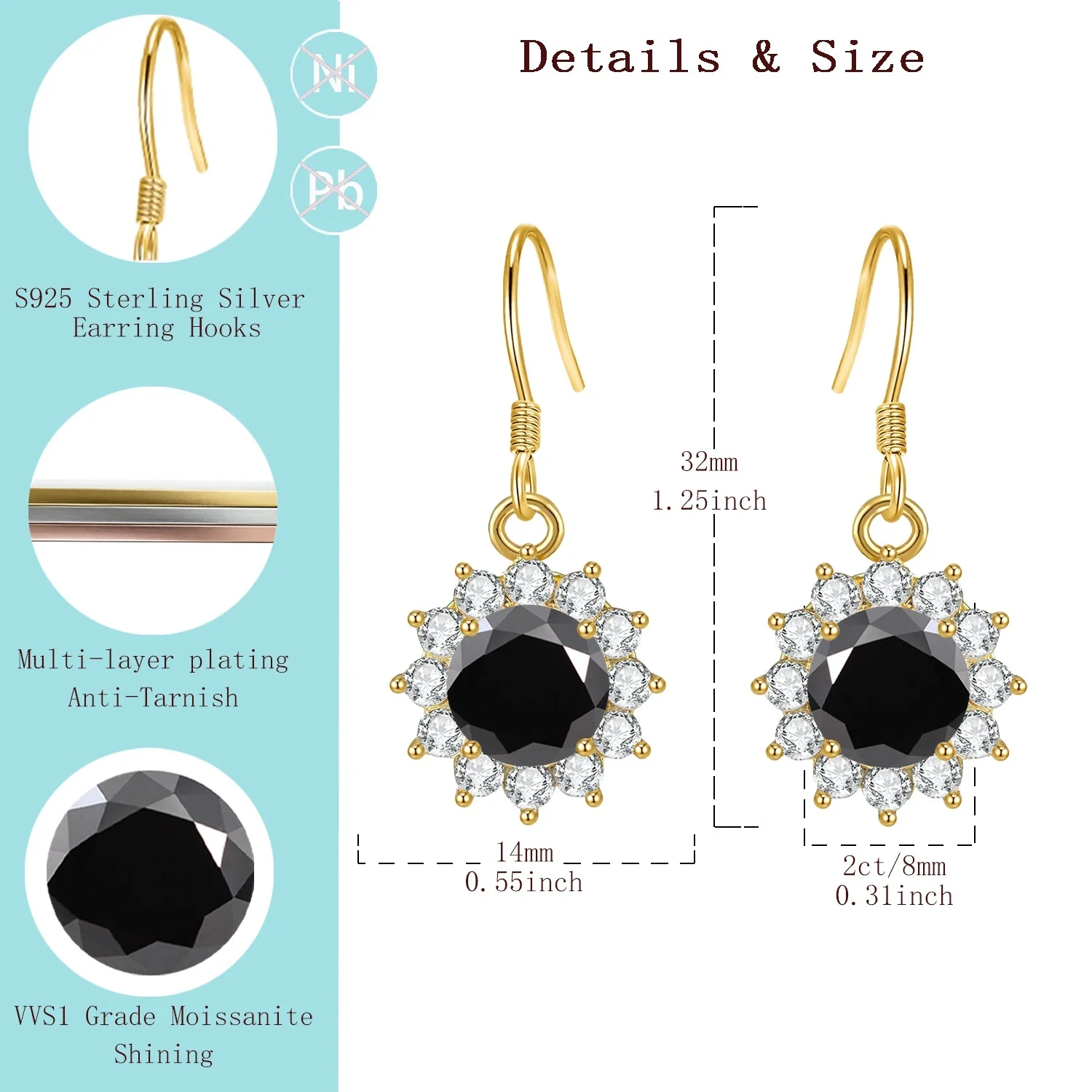 

LAMVOICE/ювелирные изделия из муассанита для женщин, серьги из стерлингового серебра S925, подарок на День святого Валентина для высококачественных ювелирных изделий