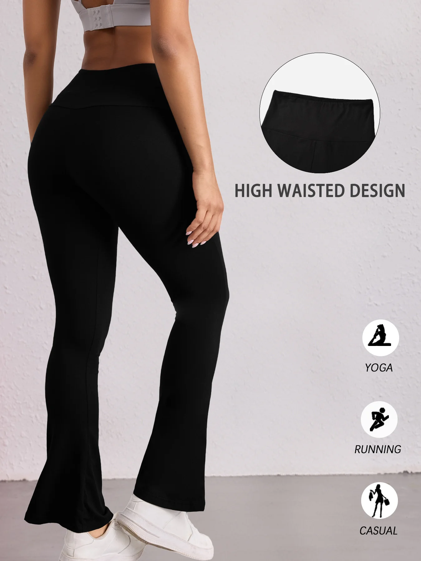 Women's Super Soft Flare Pants High Waisted Tummy Control Workout Yoga Leggings Bell Bottoms