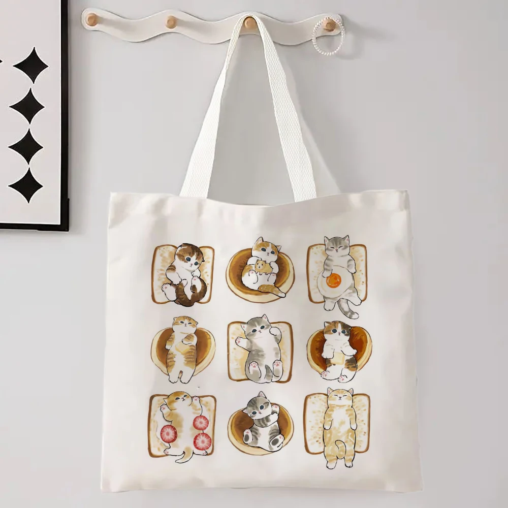Kawaii Katze Leinen Einkaufstasche Grafik Harajuku Frauen Tote Handtasche Große Kapazität Frauen Schulter Taschen Eco Mode Mädchen Handtaschen – Detail 16