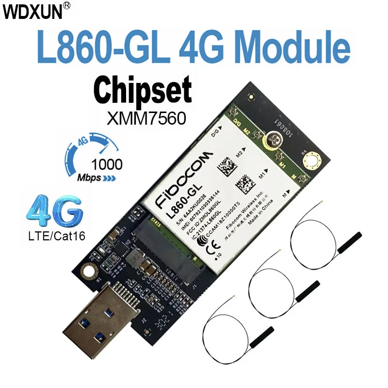 

Top Fibocom L860-GL L860 gl USB 4G Module Wlan Card LTE-A Pro CAT16 4G LTE L860 usb lte Module 4G