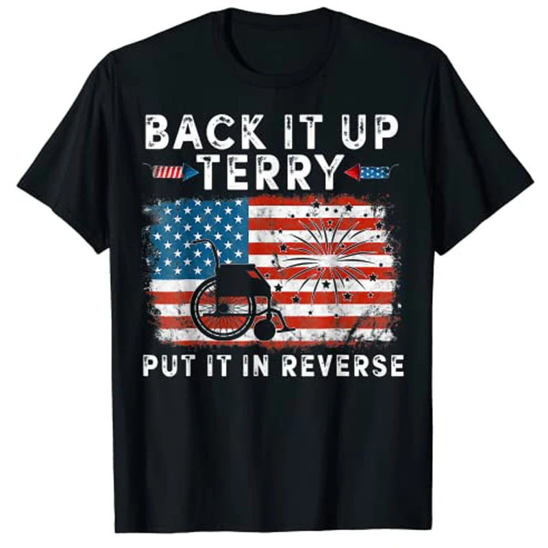 

Back Up Terry Put It In Reverse Firework Funny 4th of July T-Shirt Women Men Usa Flag American Pride Tee Top Patriotic Outfits