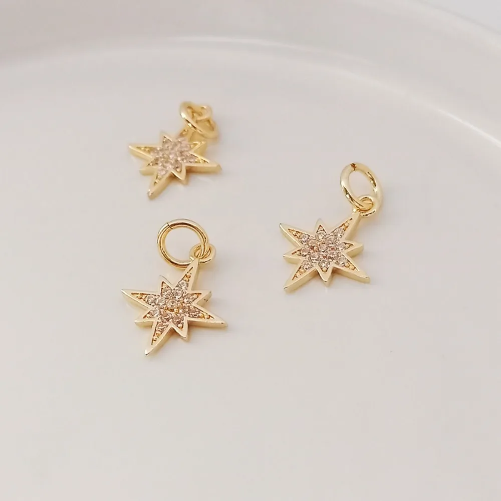 

14k Gold-plated and Inlaid Zircon Octagonal Lightning Pendant Bracelet Necklace Pendant, Diy Pendant Accessory