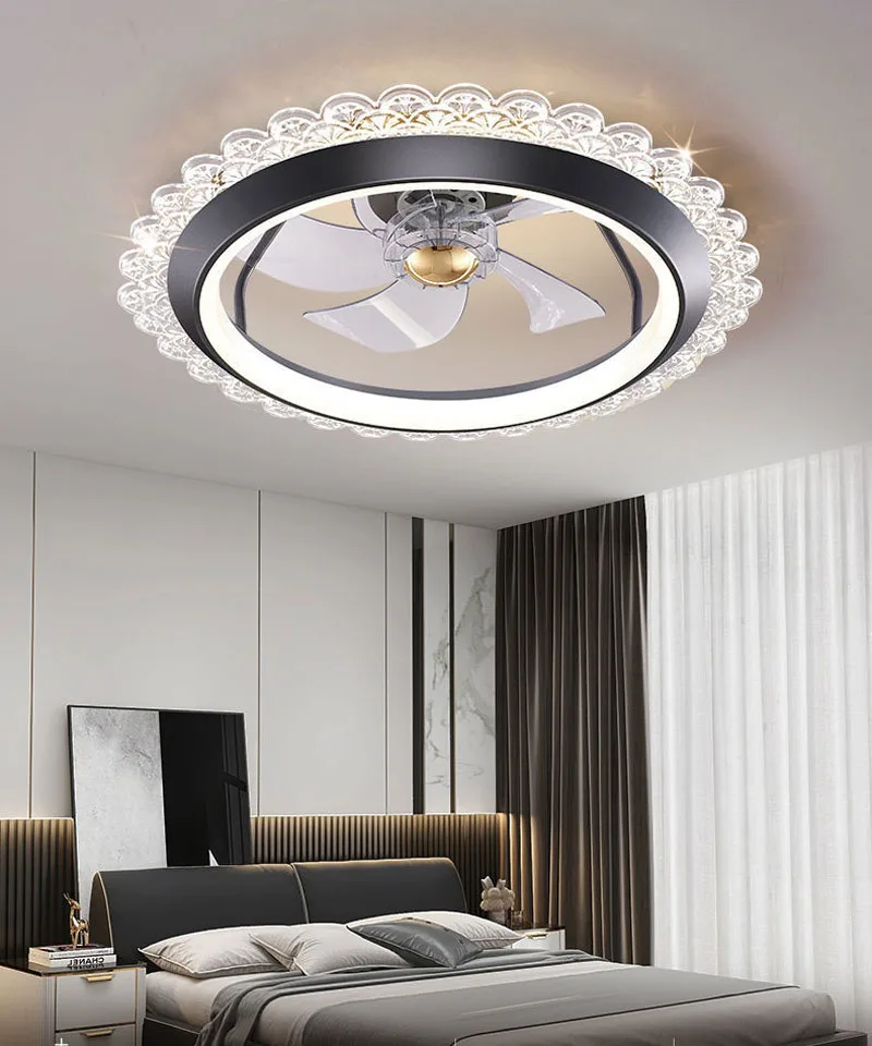 New fashionable LED ceiling fan light moving head bedroom fan light master bedroom ceiling fan light with light and fan integrat