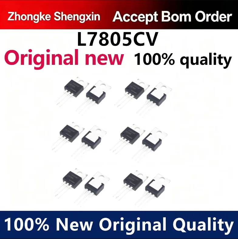 （5pcs-100pcs）【 Imported 】 Brand new original L7805CV 5V three terminal direct insertion voltage regulator TO-220 thick sheet 1.5