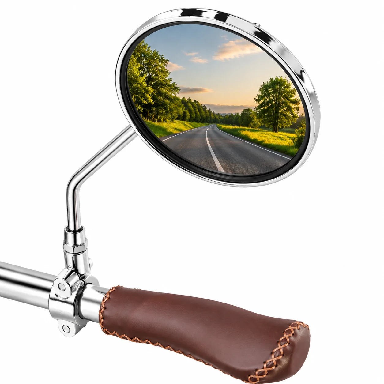 AliExpress NONE Silver Bicycle Rearview Mirror, Adjustable Round Bike Mirror with Metal Clamp, Wide Clear View Handlebar Mirror for Cruiser, Cit