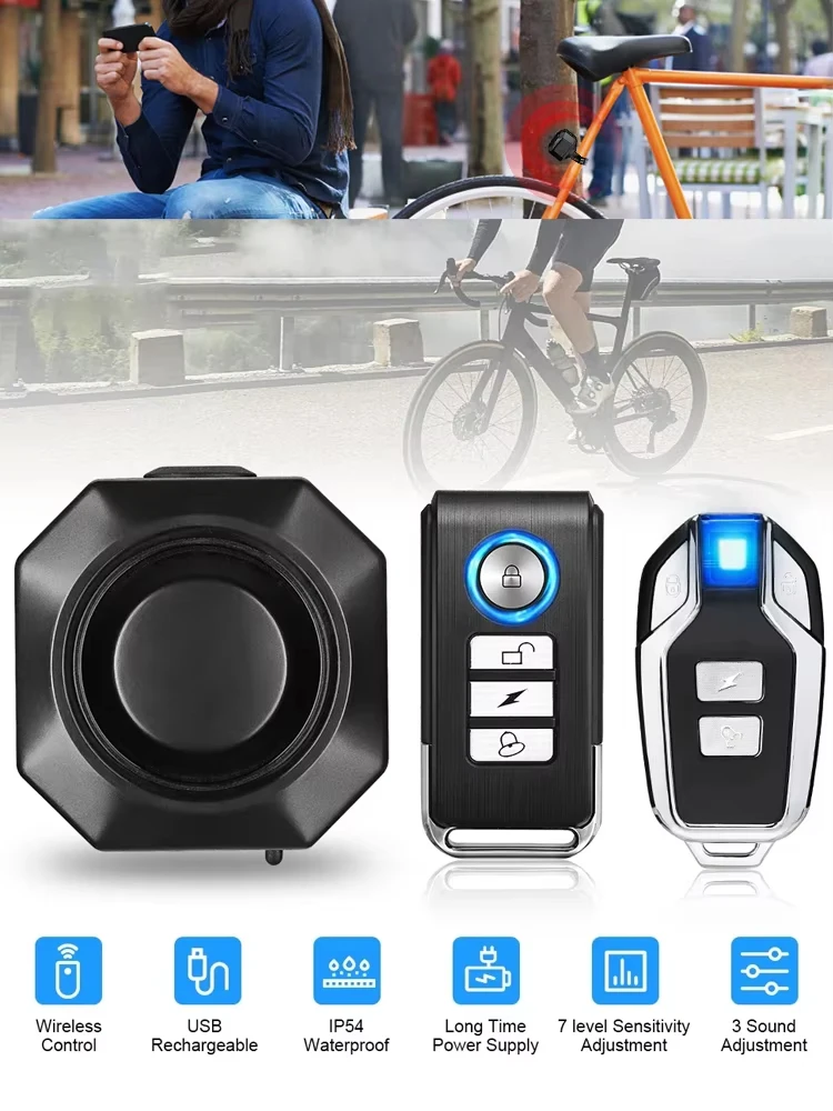 AliExpress awapow Awapow Bicycle Vibration Alarm  Anti Theft Motorcycle Bike Detector USB Charging Burglar Alarm Waterproof