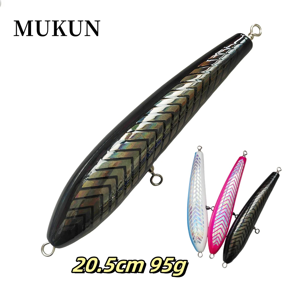 20.5CM 95G Fishing Lures Popper Wooden Trolling Big Bait Lure Topwater Surface Saltwater Pencil Bait Popper Sea Fishing Lure