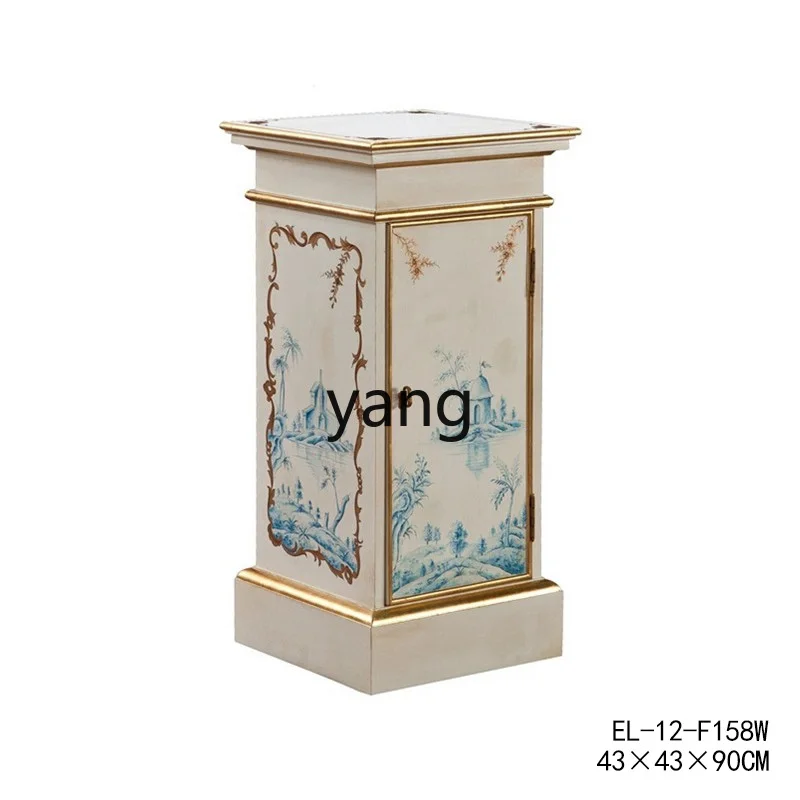 

LXL New Chinese Retro White & Freehand Sketching Blue and White Porcelain Flower Stand with Cabinet with Flower Column Base