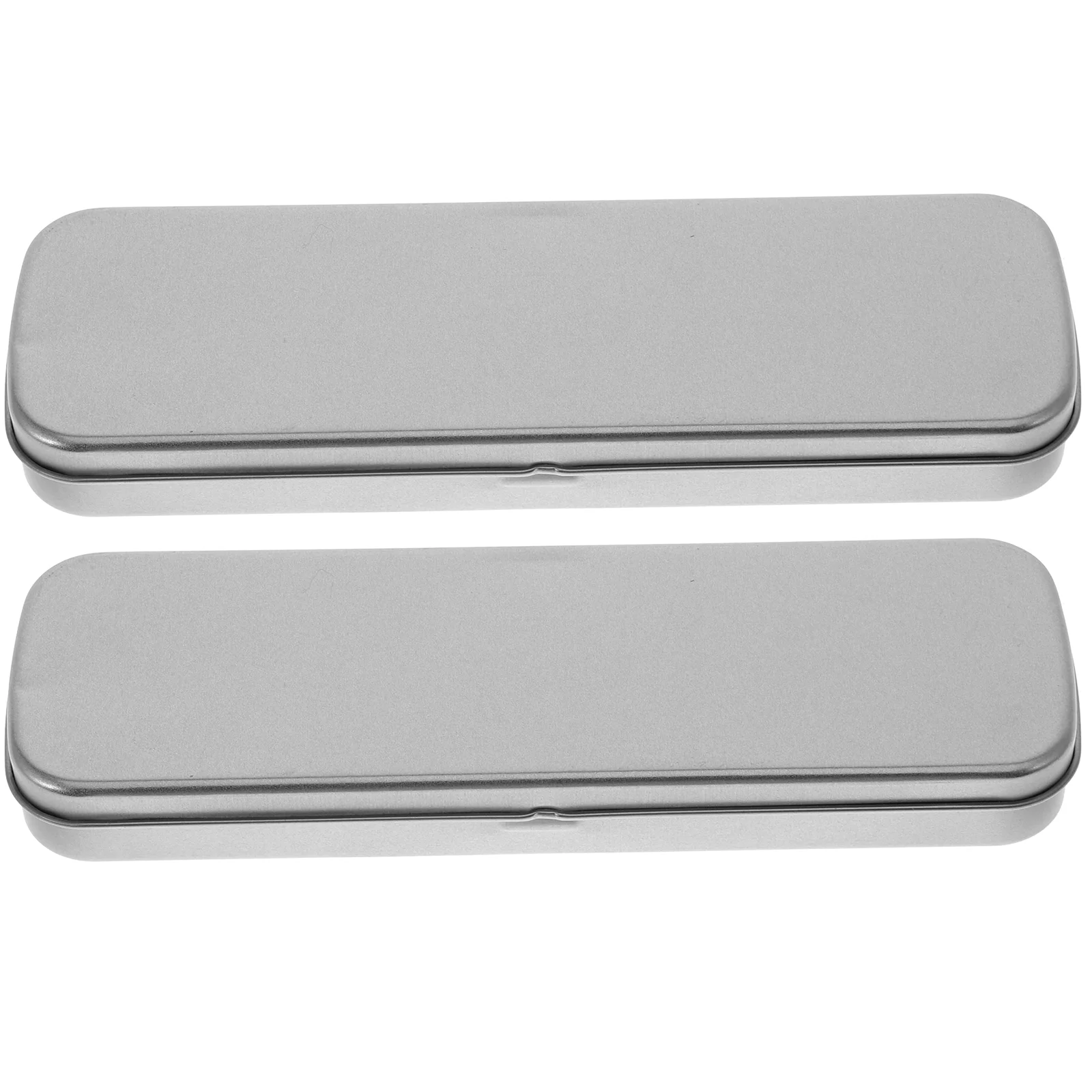 2 Pcs Metal Pencil Case Tinplate Modern Cases Bulk Holder Simple Style Airtight