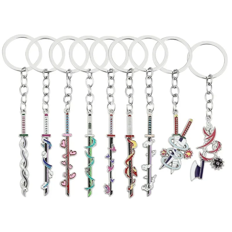 Anime Demon Slaye Sword Keychains Mini Japanese Katana Collection Souvenir Key Chains Enamel Pin Pendant Decor Exquisite Gifts