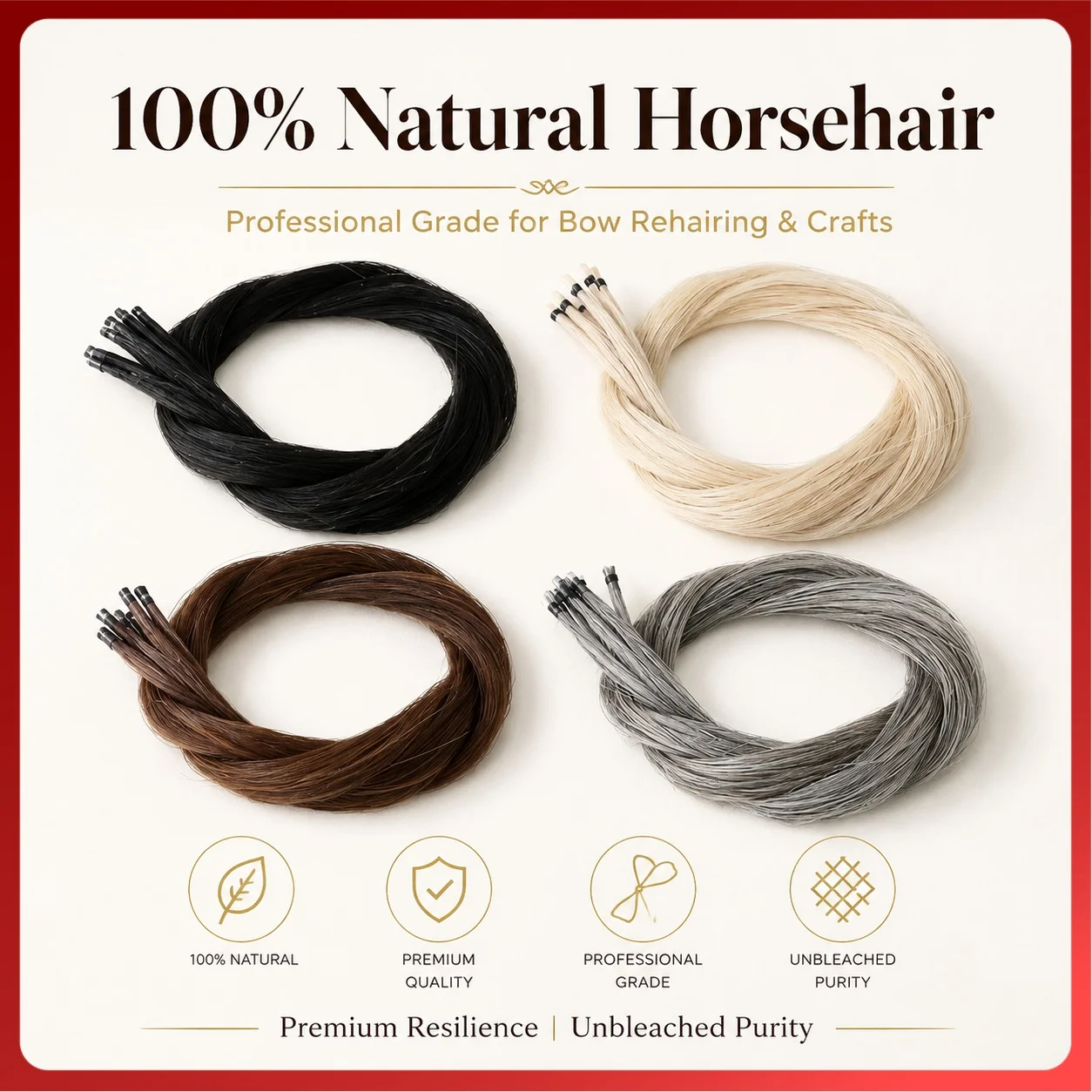 STJ 1Hank 7g Bow Hair for Viola Violin Cello Bass Bow AAA Siberian Horsetail White Black Natural Ponytail Horsehair Horse Tail
