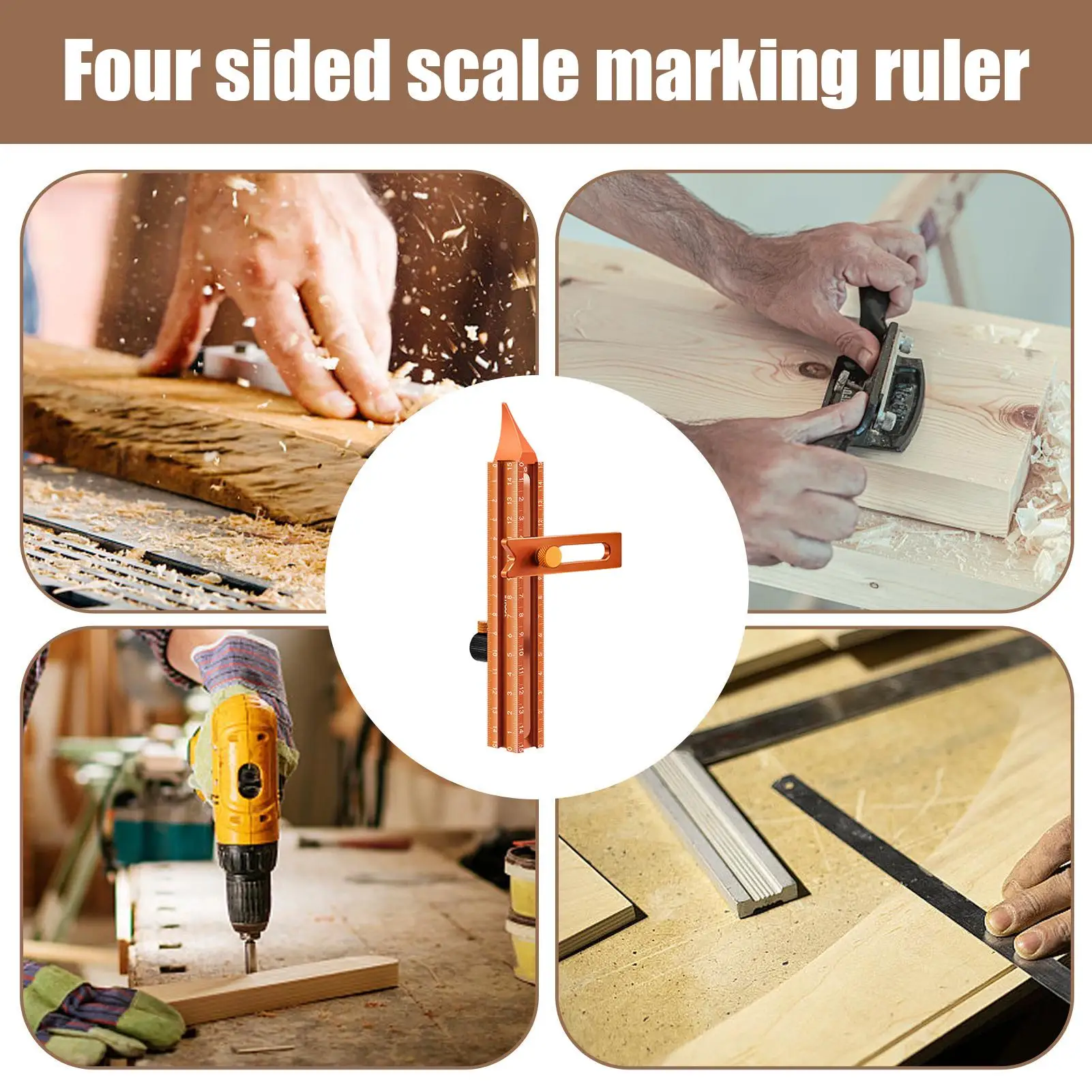 

Деревообрабатывающая линейка, 4-сторонняя шкала, направляющая, металлическая прецизионная линейка для плотника, столярных работ, строительства, угловой резки, работы