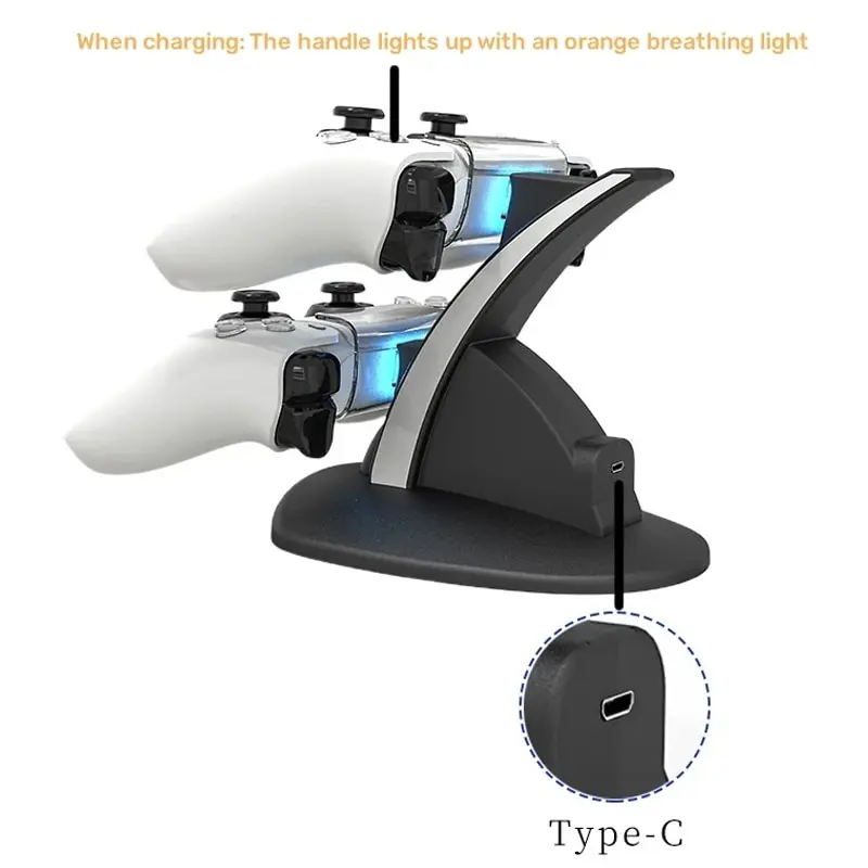 شحن سريع لوحدة تحكم PS5، شحن مزدوج لجهاز بلاي ستيشن 5، ملحقات حامل شاحن وحدة التحكم