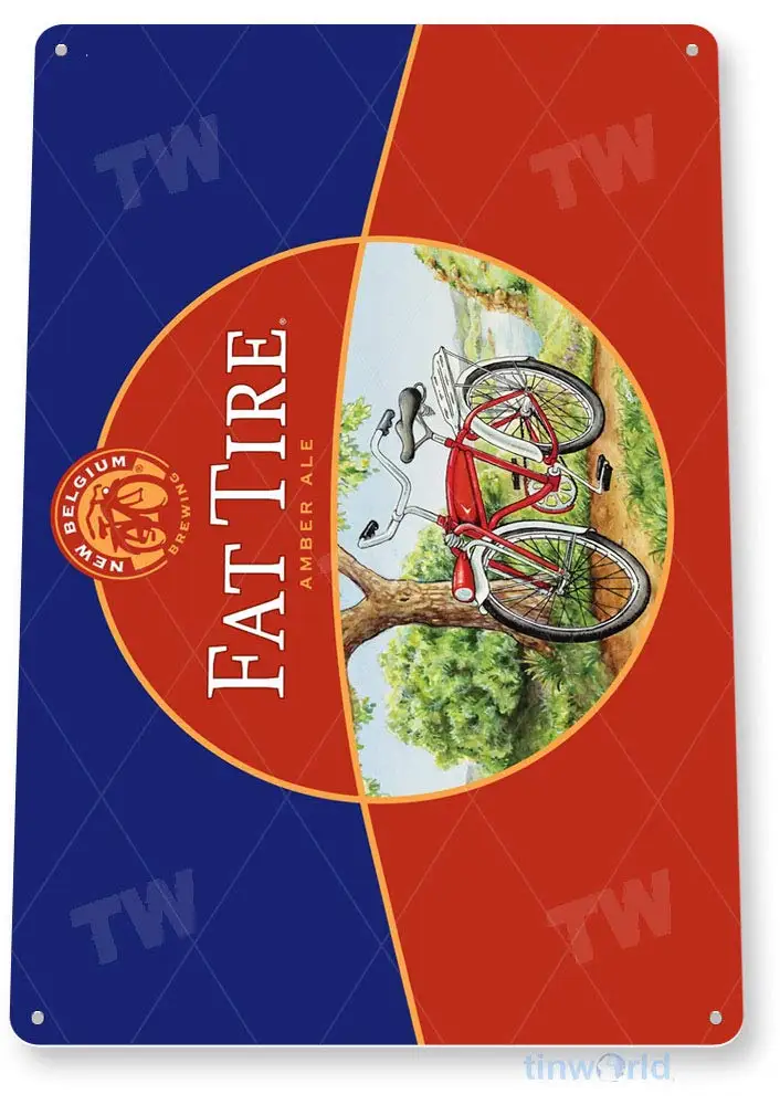 Fat-Tire Beer BAR RESTAURANT, BEER WINE LIQUOR, TIN SIGNSMETAL 8