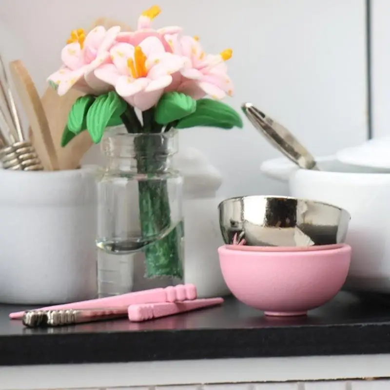 

U13F китайская столовая одежда, аксессуары для кукольного дома, масштаб 1/12, металлическая чаша, палочки для еды, модель, для