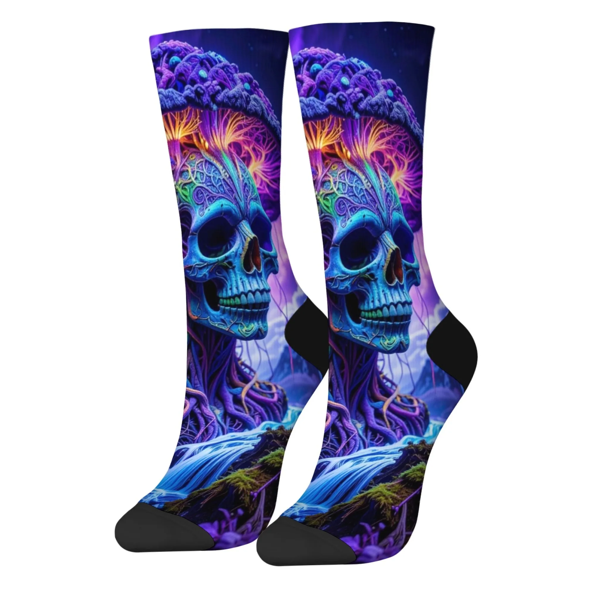 Mushroom Skeleton Tree Funny Men's Socks Novelty Party Gift Crazy Street Hip-Hop Trend Socks Comfortable Non-slip Casual Socks