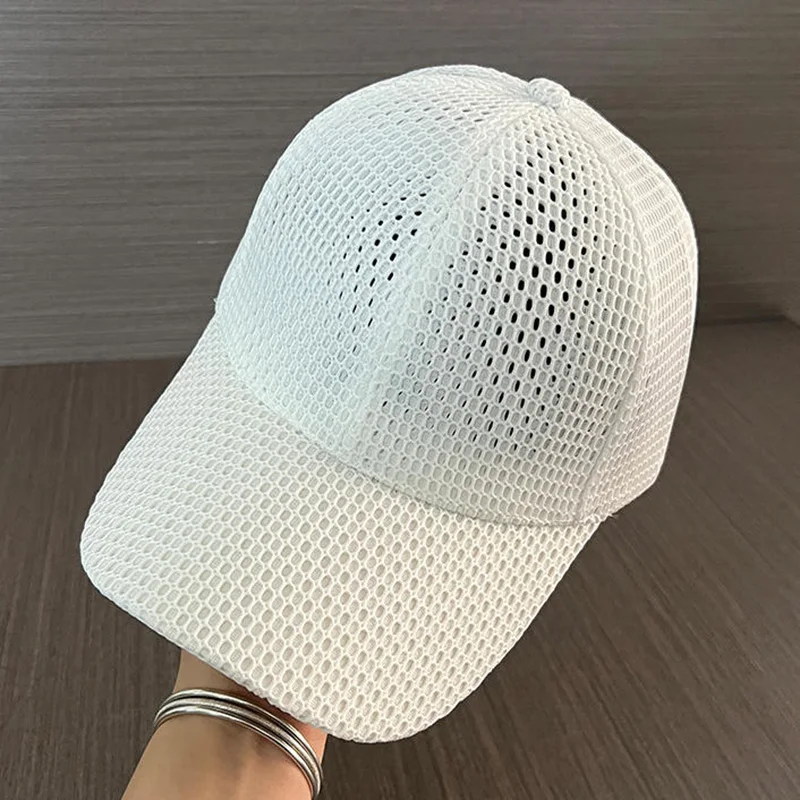 Summer Solid Color Breathable Mesh Sun Protection Baseball Cap for Men and Women, Casual Versatile Hollow-Out Visor Hat
