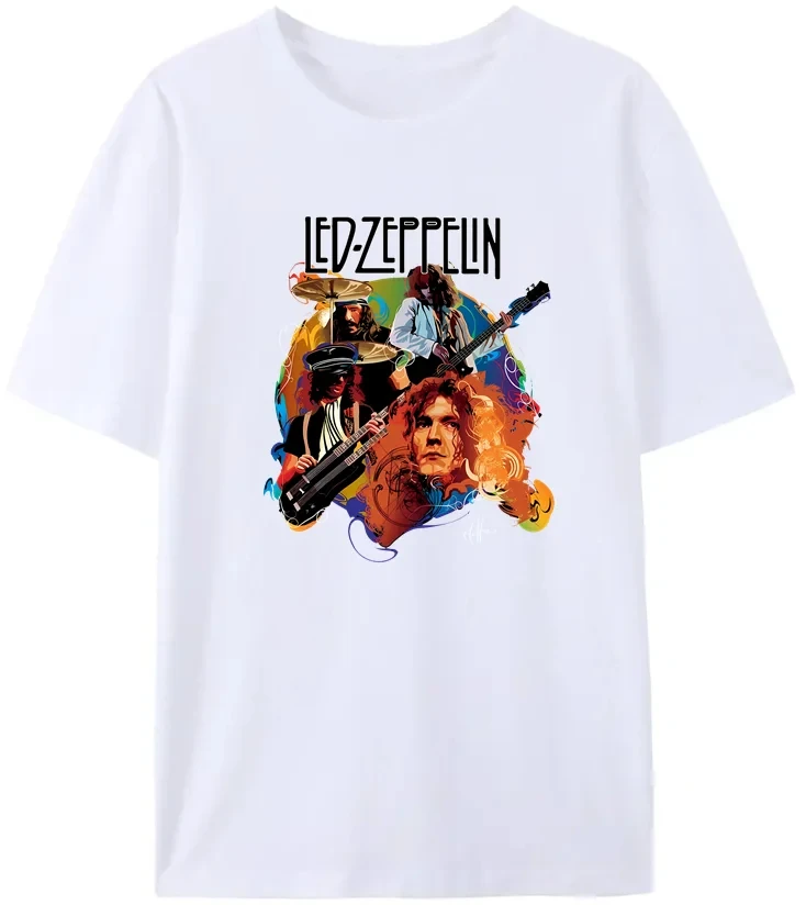 Del mondo logo Zeppelin black cotton rock band t-shirt stampa t-shirt casual da uomo e da donna New retro era Led t-shirt