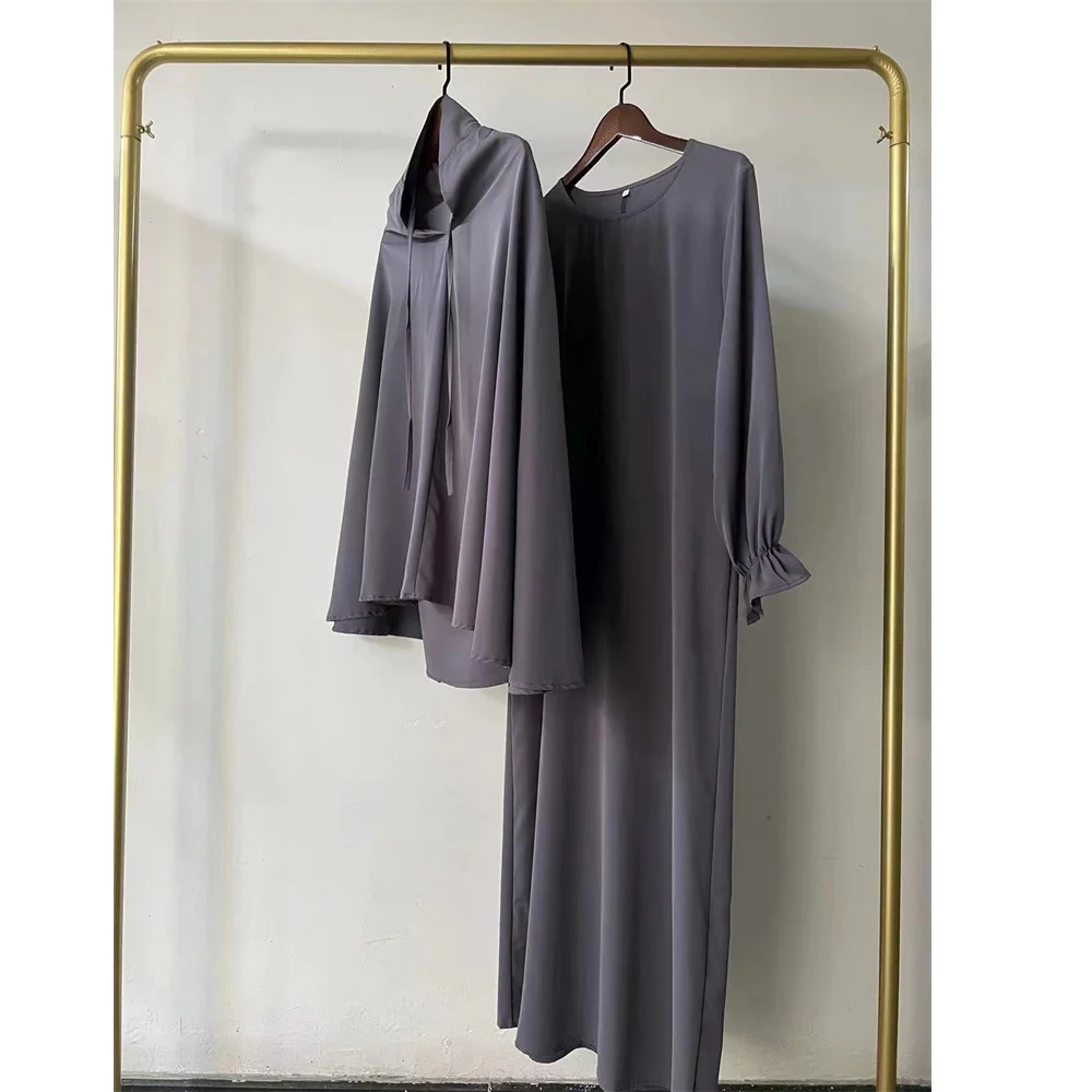 Muslim Women Dress 2 Piece Set Abayas and Hijab Morocco Caftan 2024 New Eid Dubai Arabic Robe Vestido Feminino Elegante Social