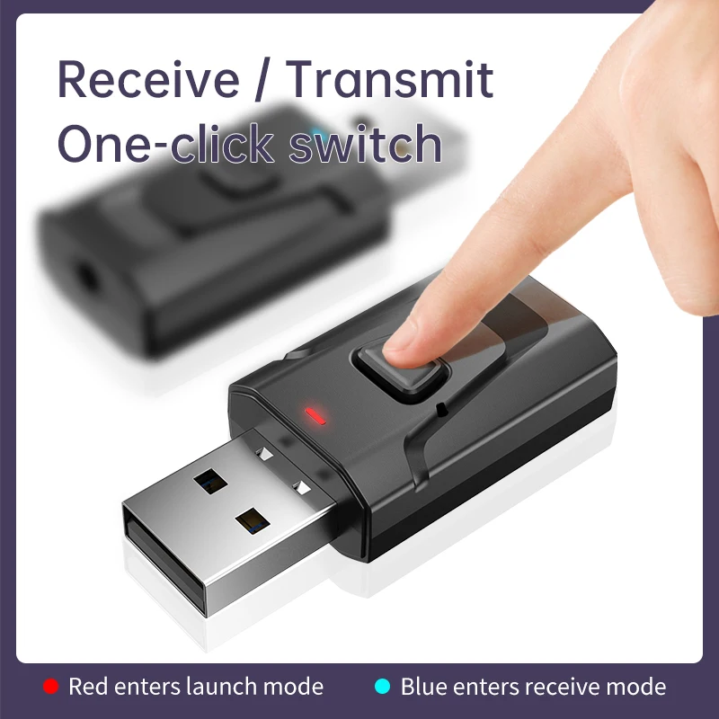 USB Bluetooth 5.4 Audio Transmitter Receiver MIC Wireless Adapter  3.5mm AUX/RCA for TV PC Headphone Home Stereo Car HIFI Music