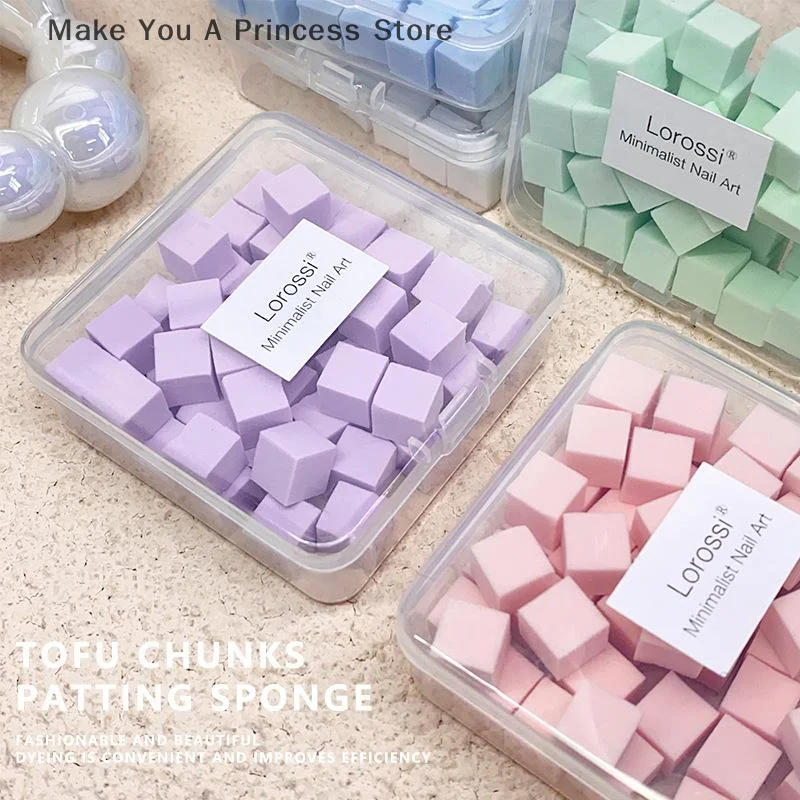 Mini éponge carrée pour ongles, 50 pièces, bouffante de poudre, outils de vernis Gel, maquillage, cosmétique, bloc tampon pour accessoires de manucure