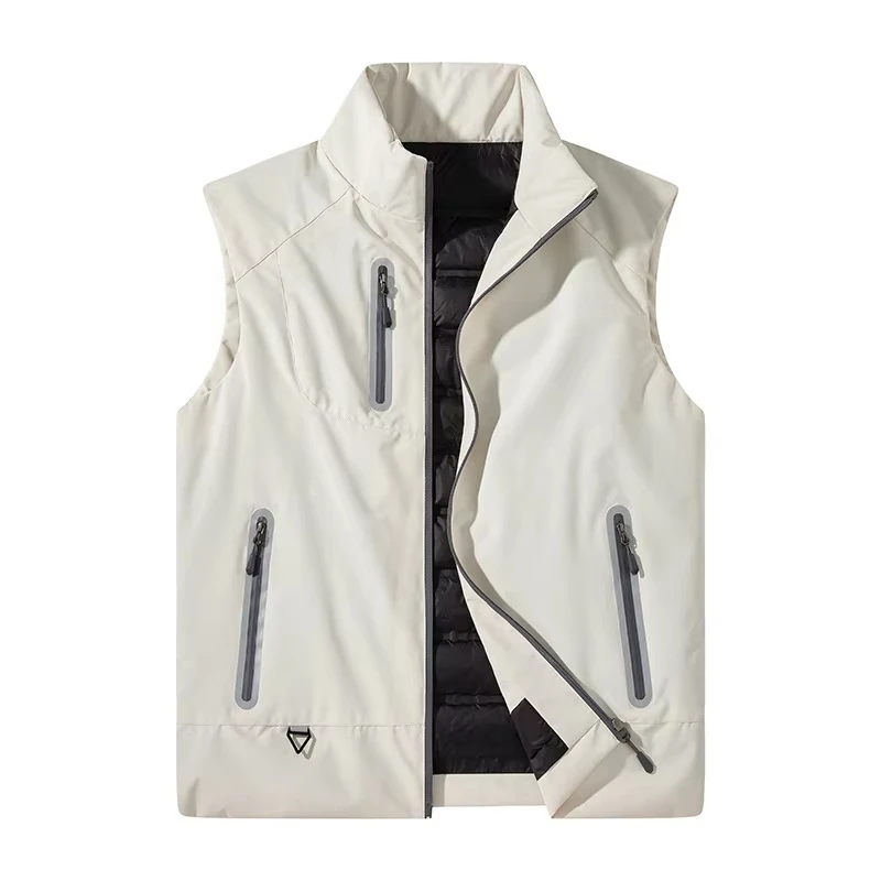 Unisex Winter White Duck Down Waterproof Golf Puffer Vest Outdoor Sports Sleeveless Jacket