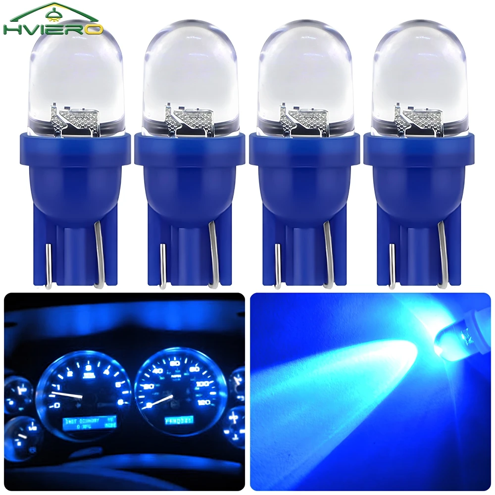 4Pcs T10 LED Bulb DC 12V White Blue RGB Smd 5050 Auto Wedge Light Side Dashboard Number Plate Lamps Dome Transparent Car Lights