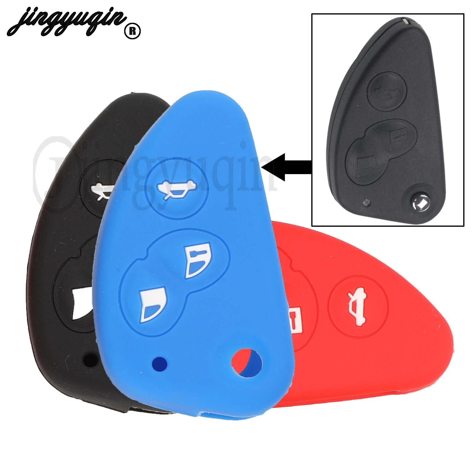 Jingyuqin Silicone Car Key Cover Case For Alfa Romeo 147 166 156 JTD TS GT Flip Folding Key
