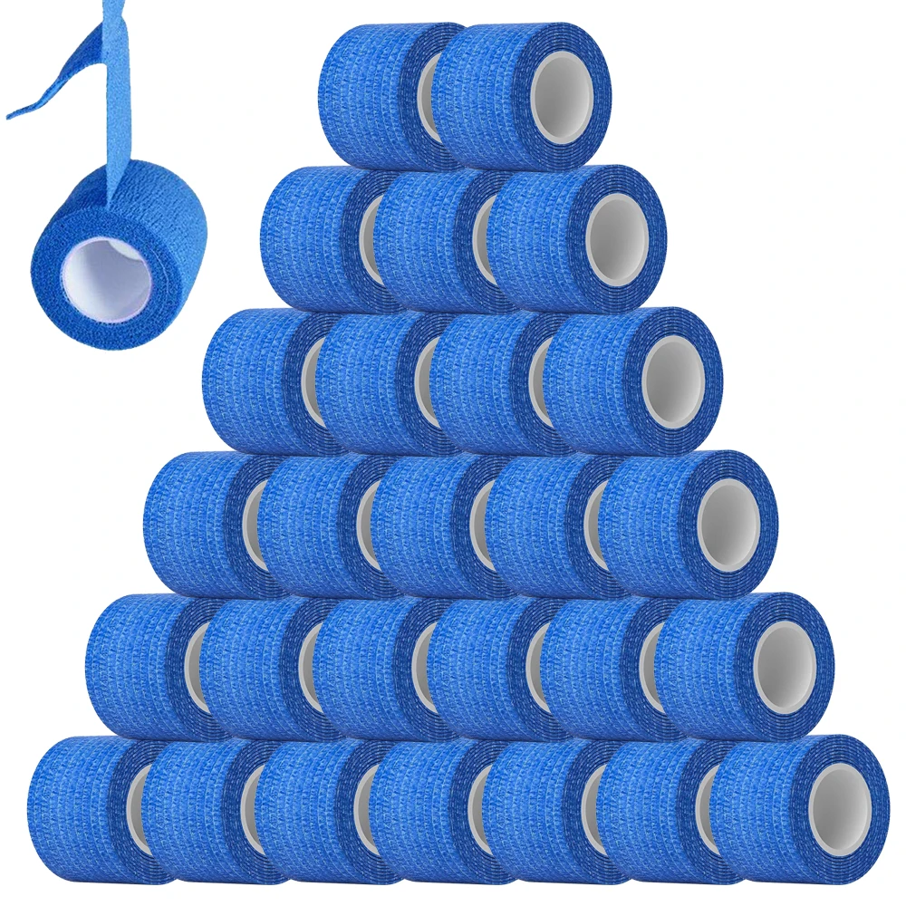 

48/24/12/6/2pcs Blue Tattoo Grip Tape Wrap Bandages Self-adhesive Flex Elastic Bandage Rolls For Tattoo Machine Grip Accessories