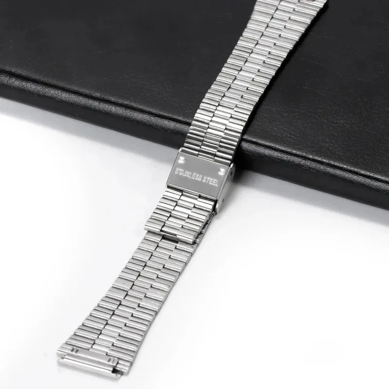 Stainless Steel Watch Bands 18mm 20mm Ultra-thin Metal Straps for Casio F-91W/A158/A159/A168/A169/B650/AQ230/AE500W/AE1200/1300