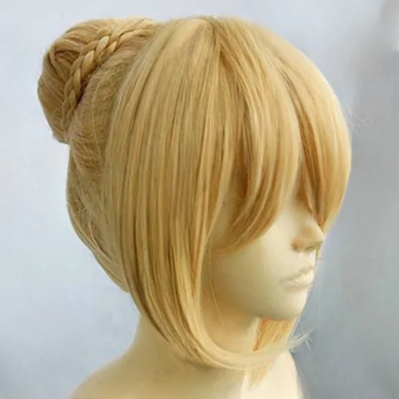 free shipping Grand Fate stay night Saber Unisex Blonde Styled Cosplay Full Wig