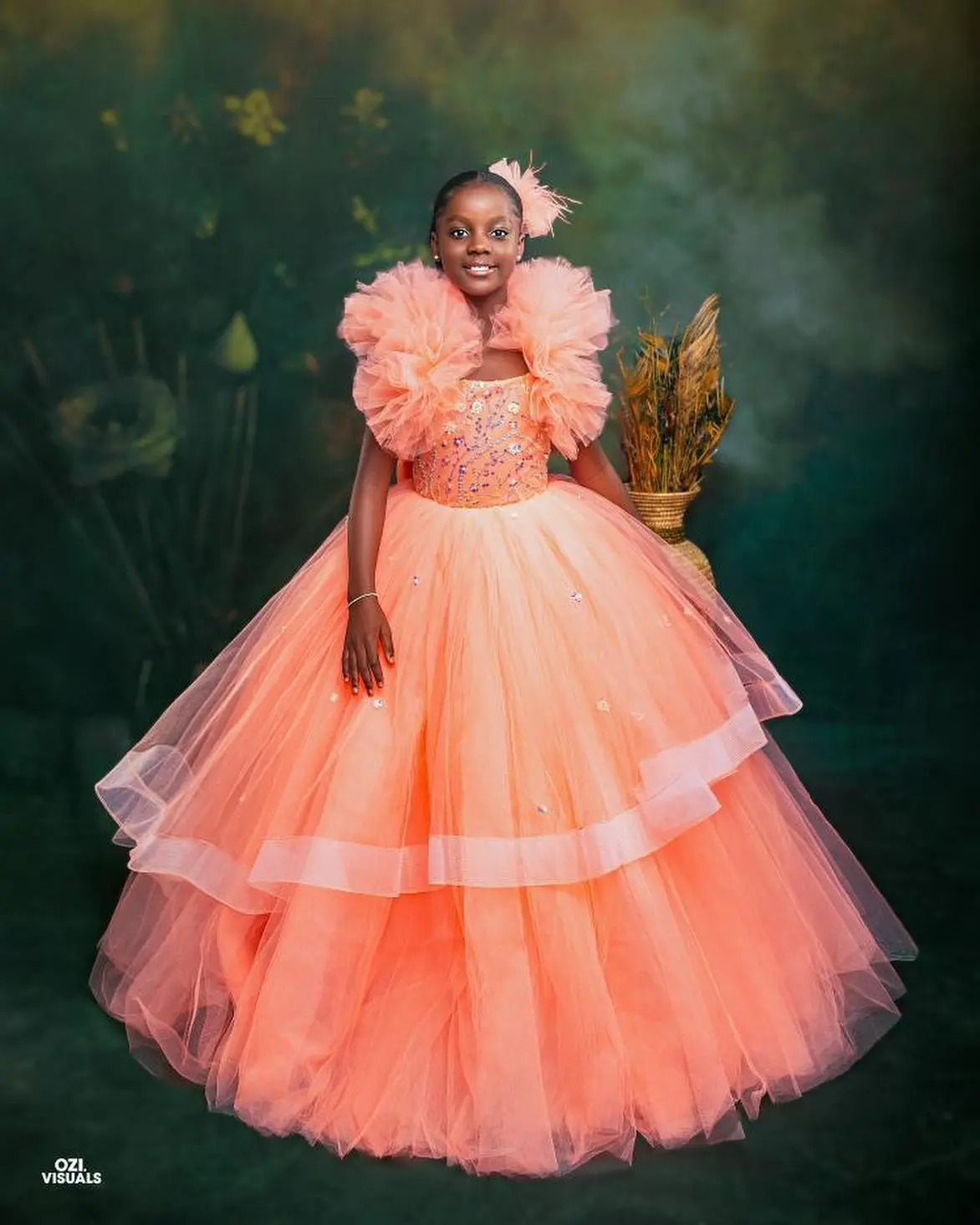 Princess Ball Gown Girls Birthday Party Dresses Ruffles Peach Pink Flower Girl Dresses Kids Pageant Gowns for Photo Customized