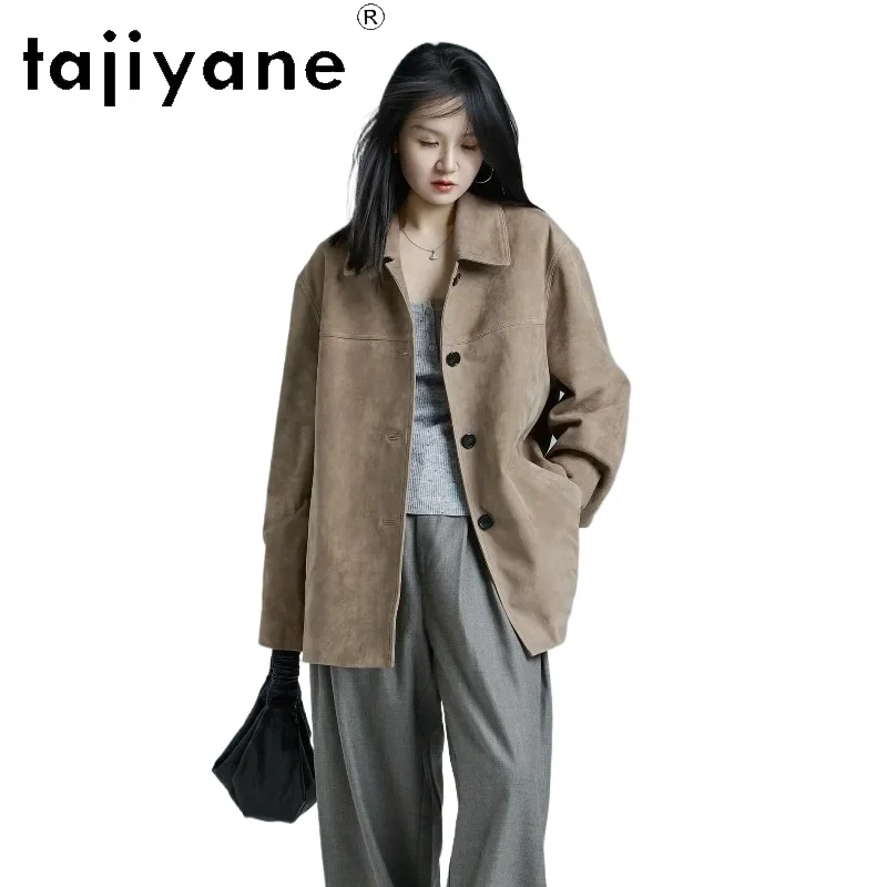 TAJIYANE Genuine Leather Jacket Woman Quality Crossbreed Sheep Suede Leather Coat Office Lady Jackets for Woman Loose Outerwear
