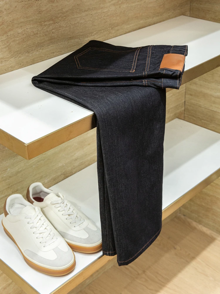 

Мужские повседневные свободные прямые джинсы из плотного хлопка с завышенной талией, джинсовые современные длинные брюки, экологически чистый органический хлопок