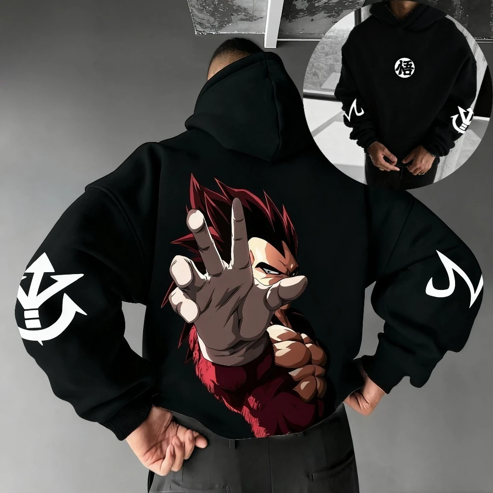 가을 겨울 플리스 일본 애니메이션 드래곤볼 후드티 남녀 공용 후드티 루즈핏 스웨트셔츠 유니섹스 가을 따뜻한 캐주얼