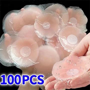 

2-100Pcs Women Silicone Nipple Stickers Invisible Skin Color Self-adhesive Petal Round Strapless Backless Nipple Patch Wholesale