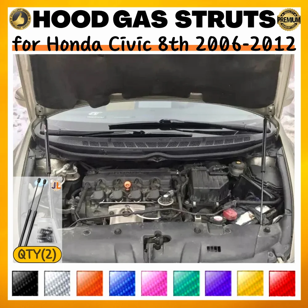 

Qty(2) Стойки капота для Honda Civic 8th (FA/FD/FG/FK/FN) 2006-2012 гг., модификация переднего капота, газовые пружины, опоры для подъема амортизатора