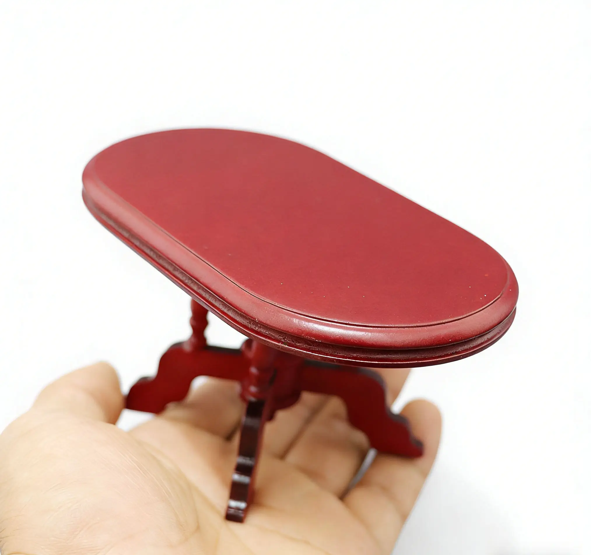 Set da pranzo retrò europeo in miniatura per casa delle bambole 1:12 - Tavolo e sedie ovali in mogano, eleganti mobili in micro scena per casa delle bambole