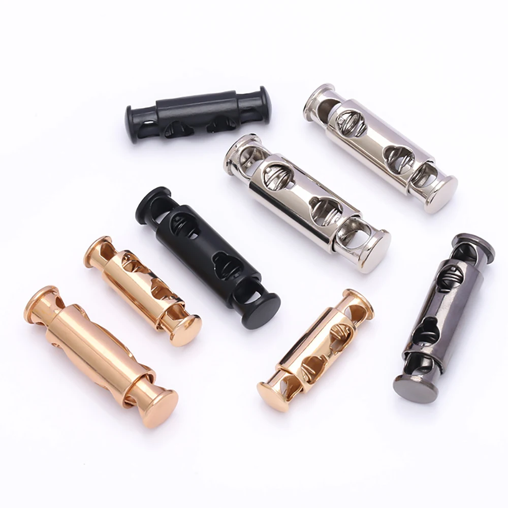 10Pcs Metal Double Hole Head Spring Buckle Cord Lock Elastic Adjustment Buckles Tightening Fasteners Locks Sewing Accessories