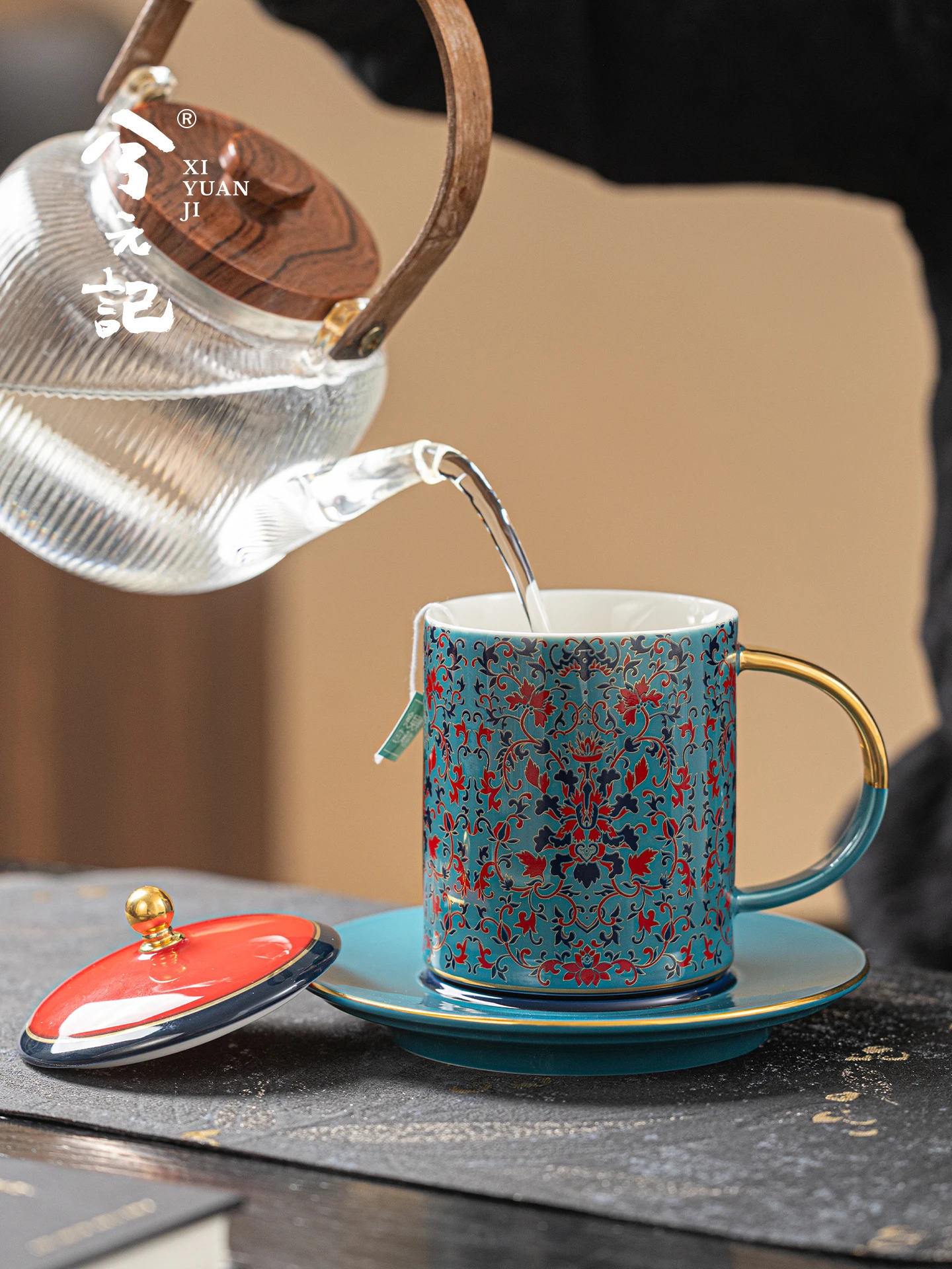 Ceramic Household Tea Cup with Lid Chinese Drinking Good-looking Office