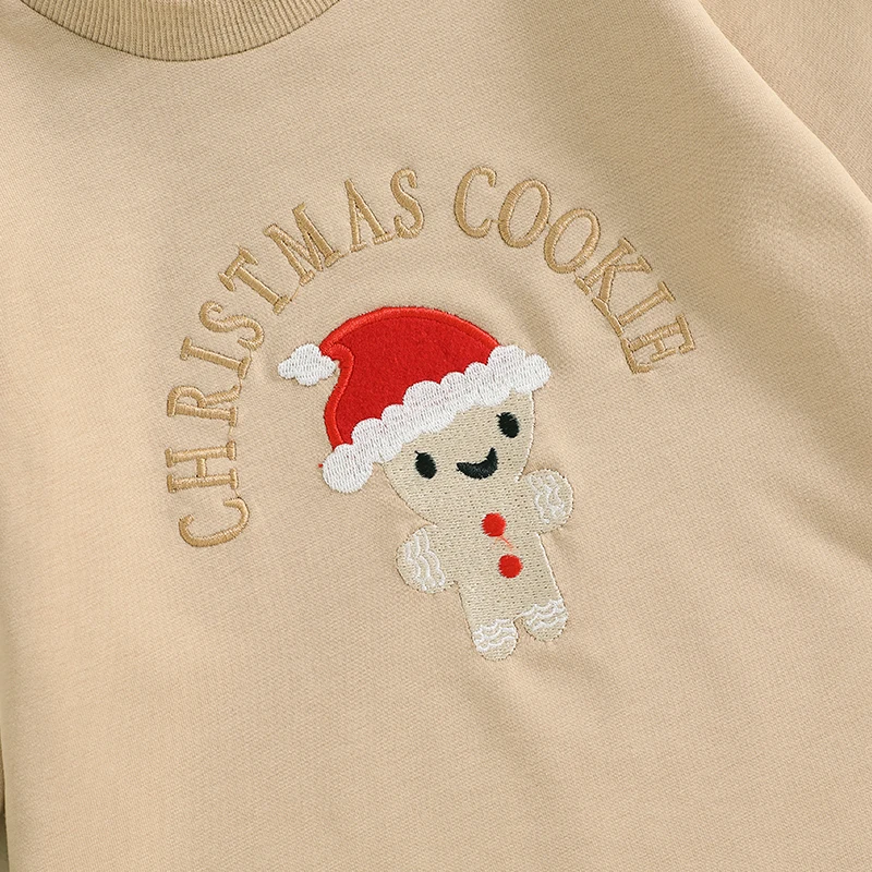 Baby Boys Girls Christmas Sweatshirt Romper Snowman Letter Embroidered Long Sleeve Round Neck Jumpsuits