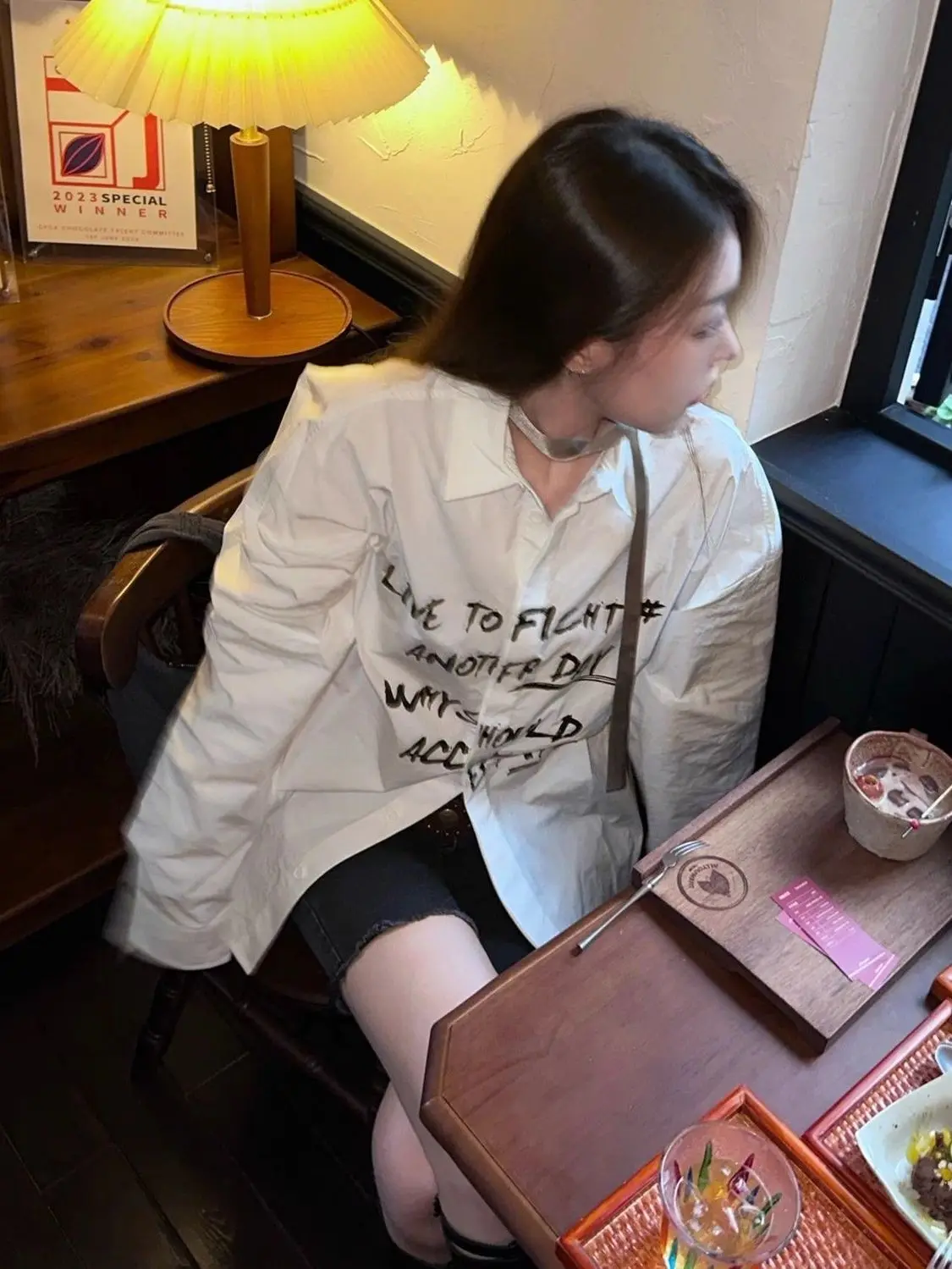 2024 Autumn Streetwear Long Sleeve Women White Shirt Blouse Harajuku Letter Printing Button Up Oversize Tops Y2K Female Clothing