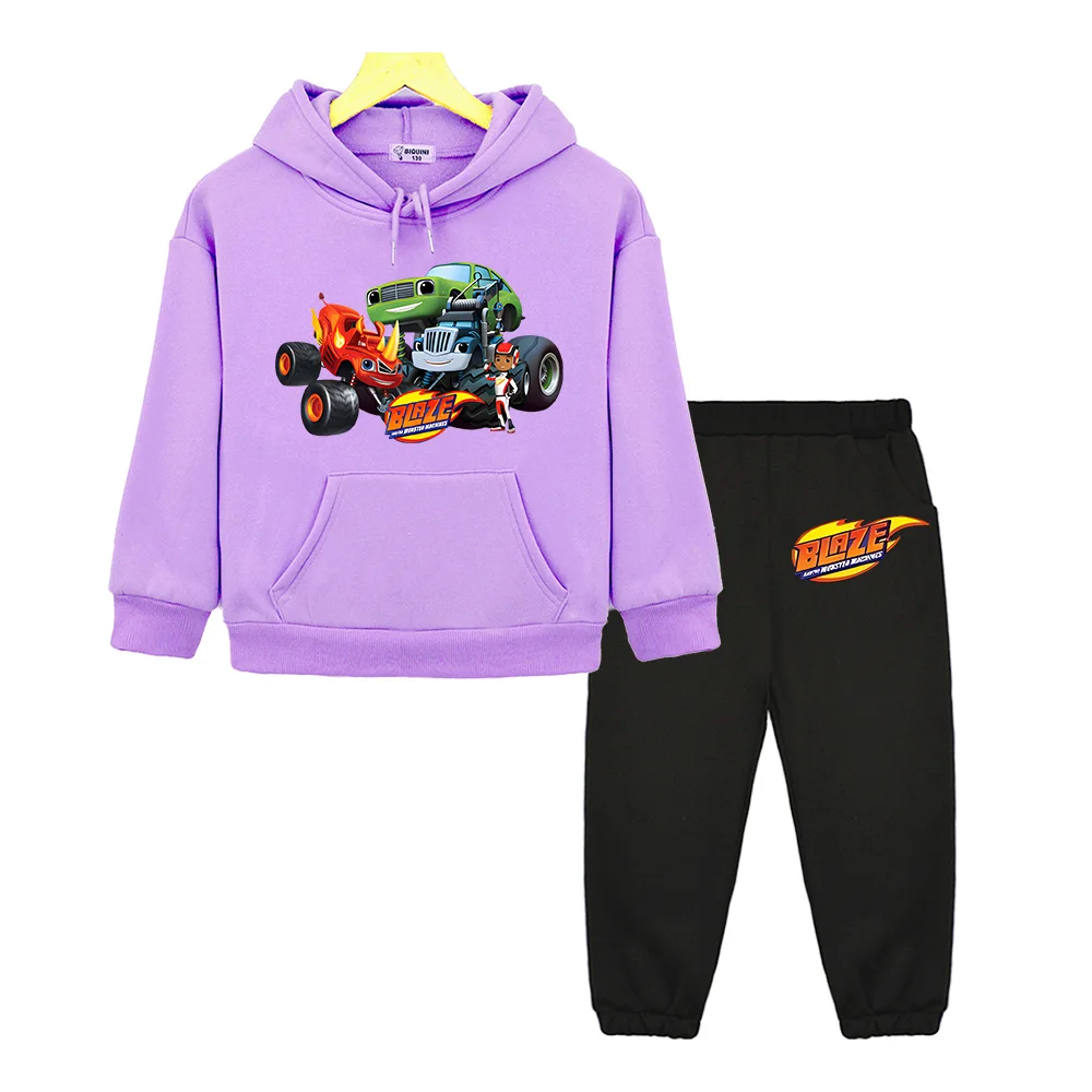 Kids Hoodies Blaze Machines Clothes Children Boys Sweatshirts Set Girls Cartoon Hoodies Tops+Long Pants 2PCS Suit Sudaderas