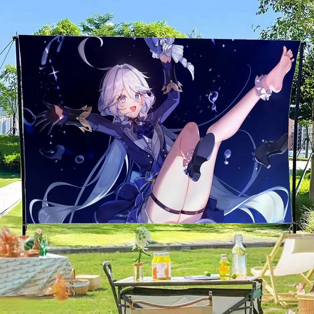 HD New Pretty Genshin Impact Furina Anime DIY Flag For Family Group Photo Living Room Home Dorm Decor Wall Art Decor Banner