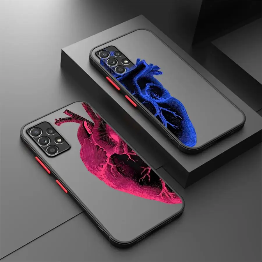 Phone Cover Case for Samsung Galaxy A17 A52 A52S A56 A55 A35 A16 A15 A53 A33 A34 A36 A54 A14 A23 A72 A73 Red And Blue Heart