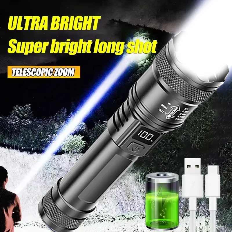 brightest rechargeable flashlight 2000 lumens QUAD 4-in-1 - Green Laser UV Warm Light resistant construction Dorcy 41-4328 2000 Lumen USB