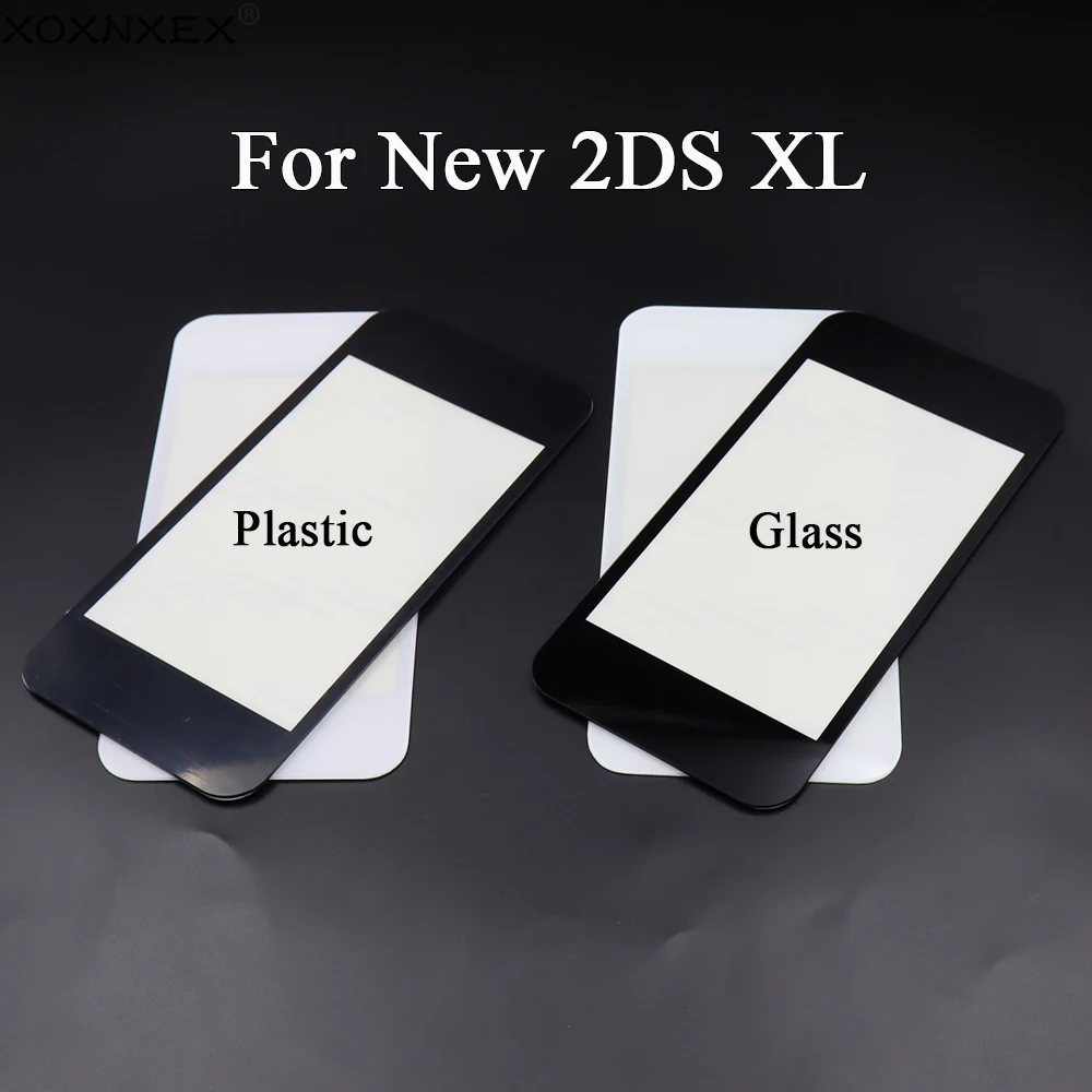 XOXNXEX 1 Stücke Schwarz Weiß Ersatz Kunststoff & Glas Top Oberen Displayschutzfolie Front LCD Abdeckung Objektiv Für Neue 2DS XL LL 2DSLL 2DSXL